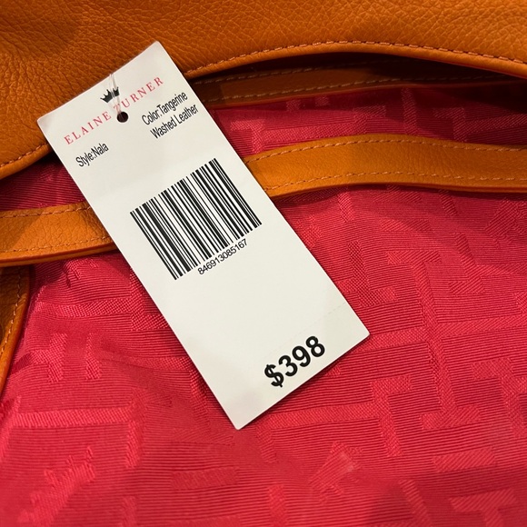 Elaine Turner Nala Tangerine Leather Shoulder Bag with Chain Strap - Picture 5 of 7